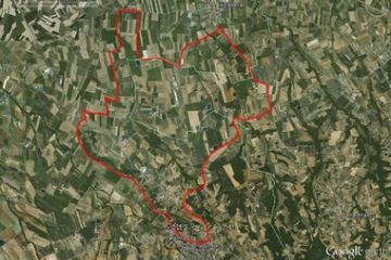 Foto aerea con traccia dell'Anello del Pianalto (D) - segnavia Verde